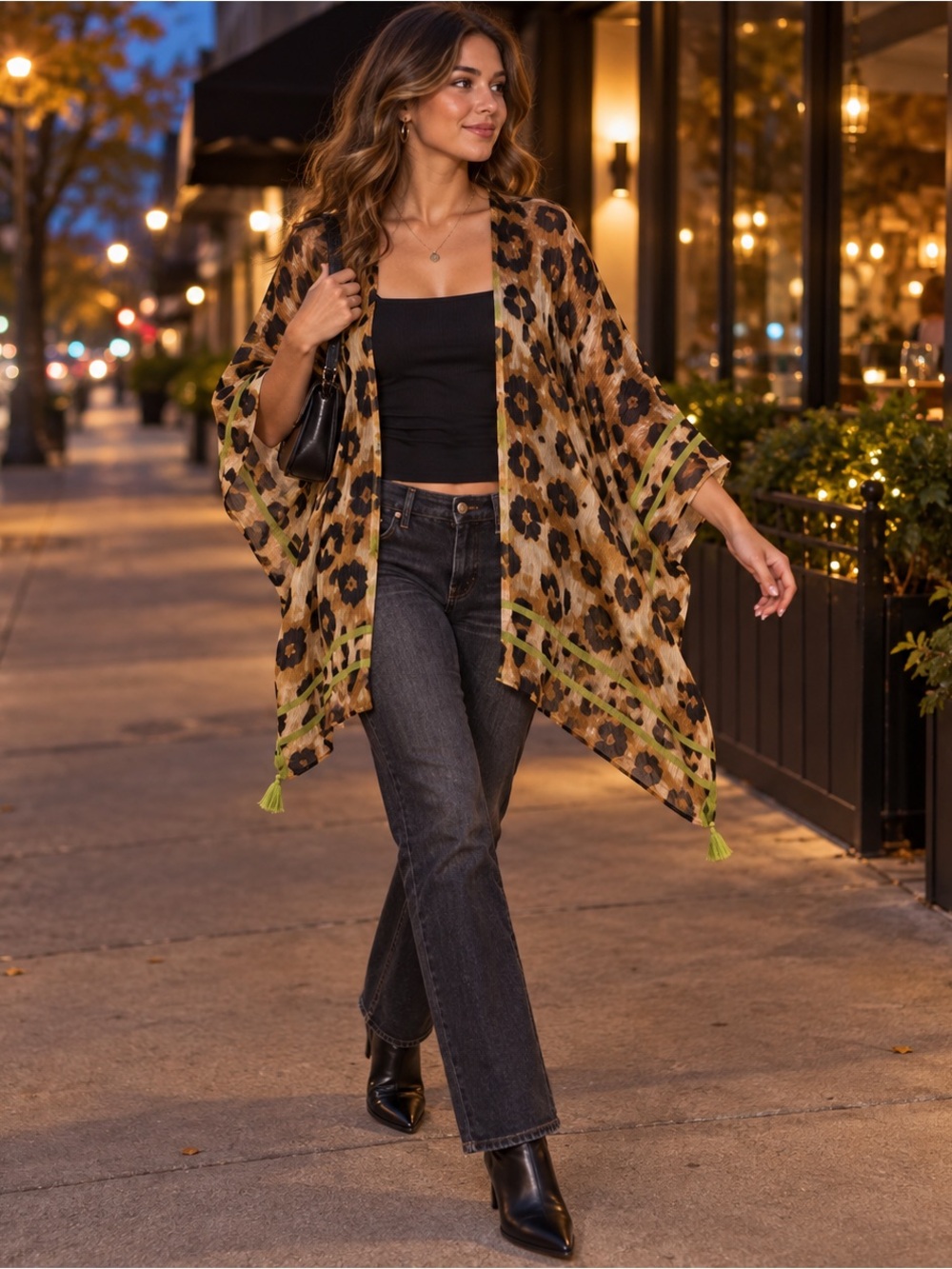 NWT Vince Camuto Leopard Kimono Topper OS